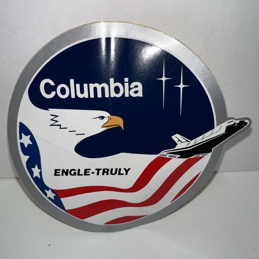 Vintage NASA Space Shittle Columbia Emblem Decal Sticker 4" 1981 Unused